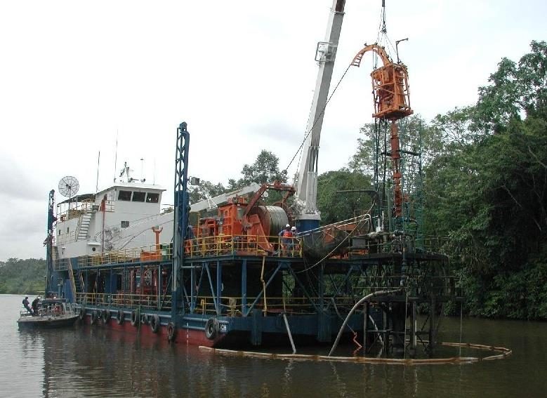 MV MR TAUSCH self-propelled swamp barge in the Niger Delta